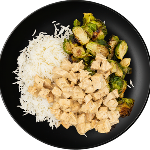 Creamy Lemon Parmesan Chicken + Basmati Rice + Balsamic Brussel Sprouts