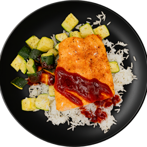 Teriyaki Salmon + Jasmine Rice + Roasted Zucchini